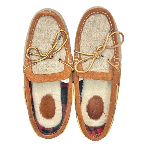 Lands’ End | Men | Wool Felt Suede Leather Brown Cozy Moccasin Slippers | 10 D main image 5